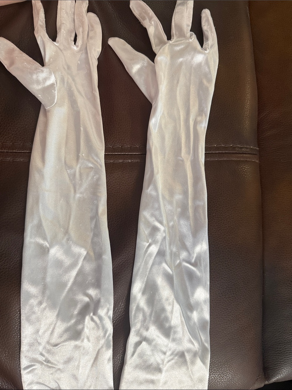 White Satin Long Kids Costume Gloves for elsa costume